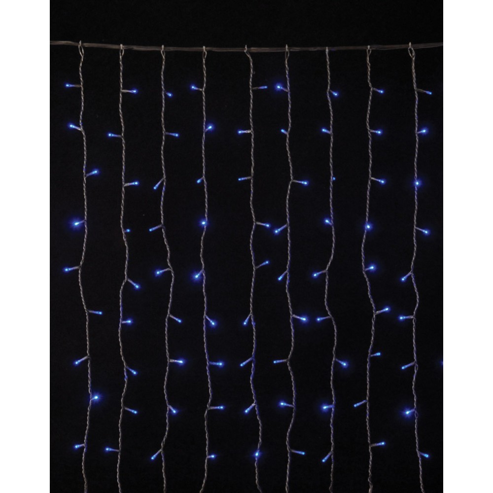 360Led Συμμετρική Κουρτίνα Με 8 Προγράμματα 200 x 200(H)cm,Διάφανο Καλώδιο/Μπλε Λαμπάκι