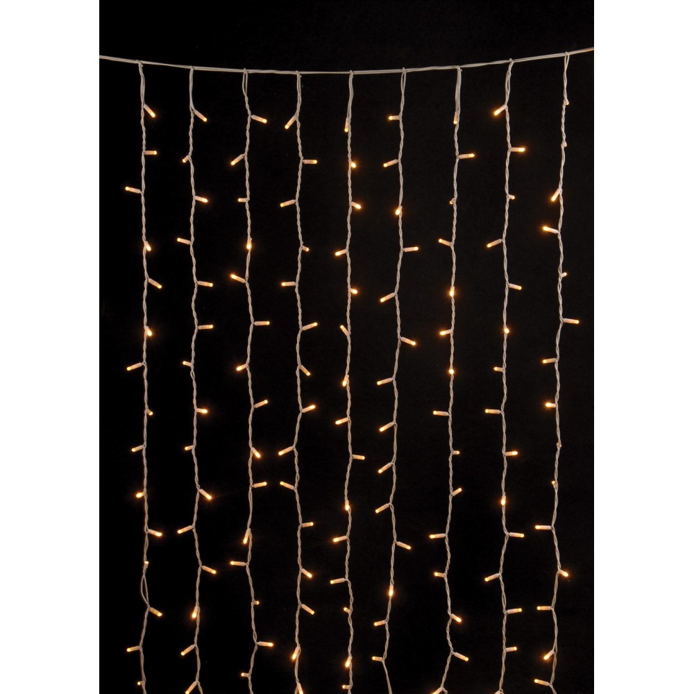 102 Led Συμμετρική Κουρτίνα Rubber Με Επέκταση Ip44 100 x 200(H)cm,Λευκό Καλώδιο/Θερμό Λαμπάκι (Kelvin: 2.500 - 2.800)