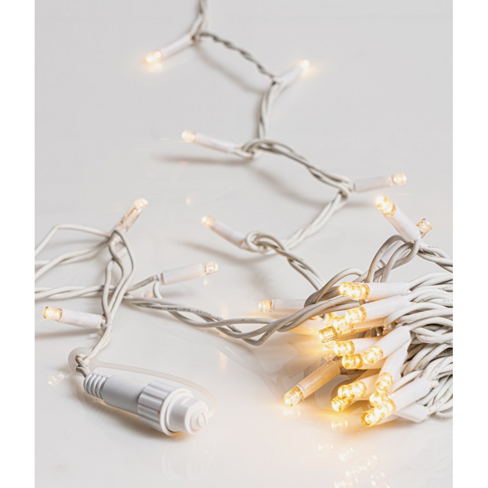 100Led Rubber Λαμπάκια Επεκτεινόμενα Με Λευκό Καλώδιο/Θερμό Λαμπάκι ,Ip44 , 10 Μέτρα (Kelvin: 2.500 - 2.800)