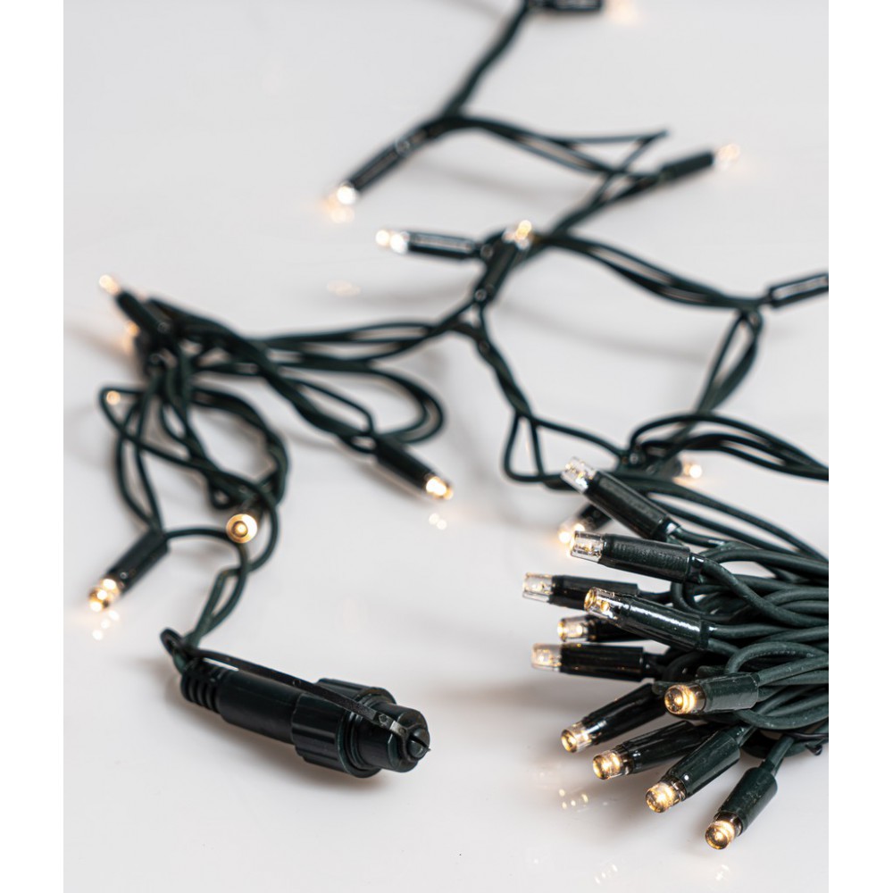 300Led Rubber Λαμπάκια Επεκτεινόμενα Με Πράσινο Καλώδιο/Θερμό Λαμπάκι ,Ip44 , 15 Μέτρα (Kelvin: 2.500 - 2.800)