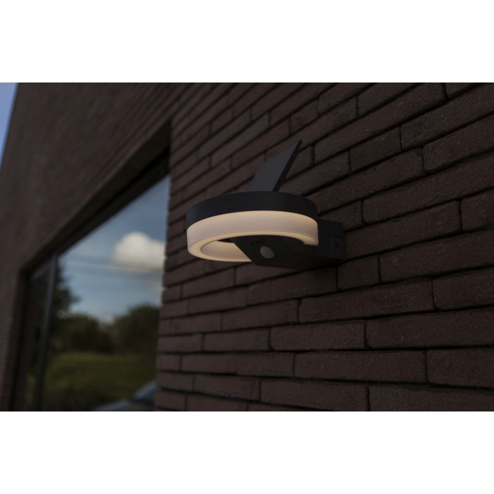 LED Ηλιακό Φωτιστικό Τοίχου Με Αισθητήρα 12W IP54 RUNDA LUTEC