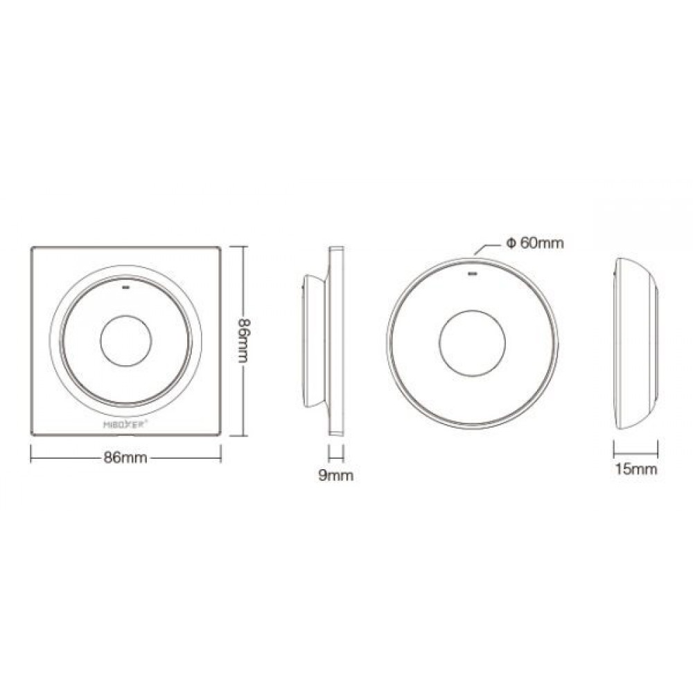 Mi-Light K2 Mini Remote (2.4GHz) Dimmer Mono/CCT Μαύρο
