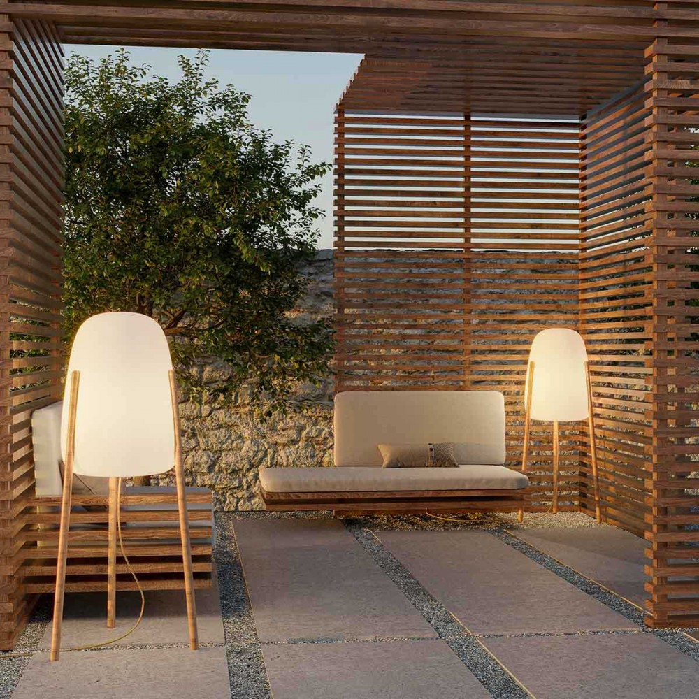 ROCKET 145 Επιδαπέδιο Φωτιστικό Εξωτερικού Χώρου Λευκό Με Ξύλινα Πόδια Ηλιακό - Επαναφορτιζόμενο Χωρις Καλώδιο - RGB WHITES IP65 - New Garden