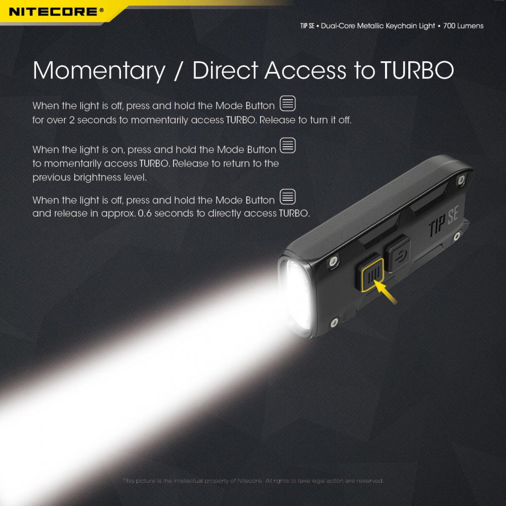 ΦΑΚΟΣ LED NITECORE TIP SE, Μπρελόκ, Rechargeable, Black