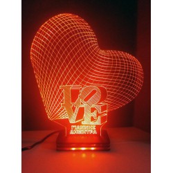 LED Φωτιστικό Χαραγμένο Plexiglass Με Σχέδιο 3D Καρδιές Με Διακόπτη ON/OFF AlphaLed