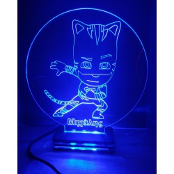 LED Φωτιστικό Χαραγμένο Plexiglass Με Σχέδιο Πιτζαμοήρωες, Catboy Με Διακόπτη ON/OFF Plexi