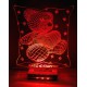 LED Φωτιστικό Χαραγμένο Plexiglass Με Σχέδιο Αρκουδάκι και Καρδιά Με Διακόπτη ON/OFF Plexi