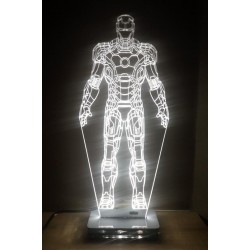 LED Φωτιστικό Χαραγμένο Plexiglass Με Σχέδιο Superheroes Ironman Με Διακόπτη ON/OFF AlphaLed