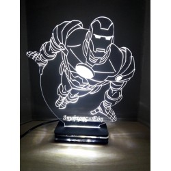 LED Φωτιστικό Χαραγμένο Plexiglass Με Σχέδιο Iron Man Με Διακόπτη ON/OFF AlphaLed