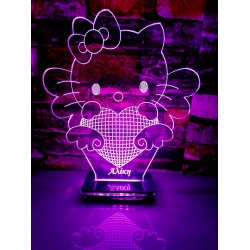 LED Φωτιστικό Χαραγμένο Plexiglass Με Σχέδιο Hello Kitty Με Διακόπτη ON/OFF Plexi