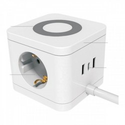 Πολύπριζο Κύβος με USB & Ασύρματος Φορτιστής - Spotlight