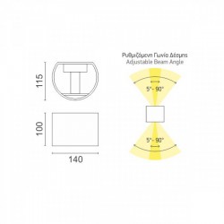 ΑΠΛΙΚΑ LED ΕΞΩΤΕΡΙΚΟΥ ΧΩΡΟΥ ΚΥΛΙΝΔΡΙΚΗ 2X3W 4000K IP44 Με Ρυθμιζόμενη Γωνία - SPOTLIGHT