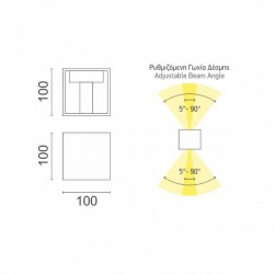 ΑΠΛΙΚΑ LED ΕΞΩΤΕΡΙΚΟΥ ΧΩΡΟΥ ΤΕΤΡΑΓΩΝΗ 2X3W 4000K IP44 Με Ρυθμιζόμενη Γωνία - SPOTLIGHT