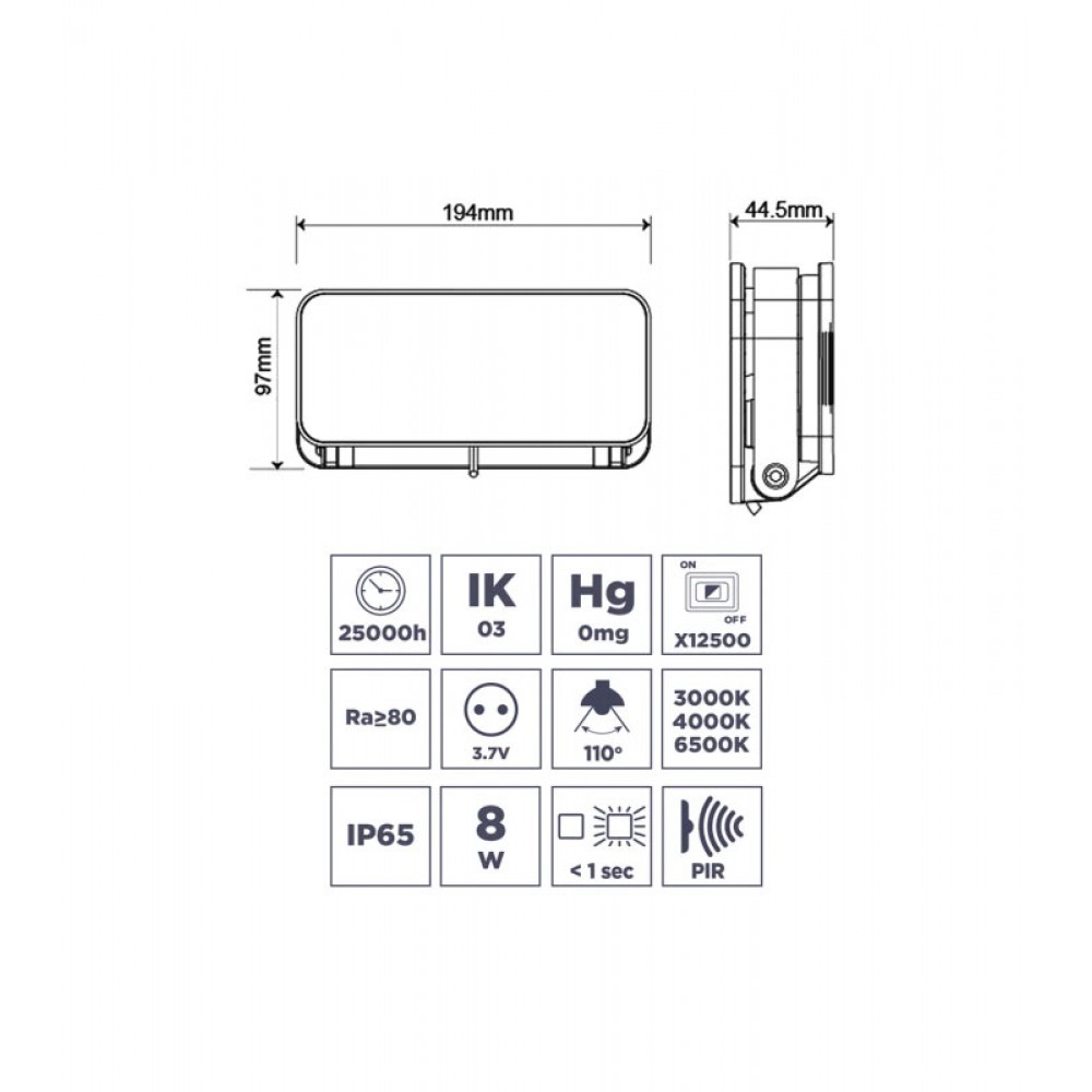 ΠΡΟΒΟΛΕΑΣ LED 8W 3.7V/2.6Ah 3000K/4000K/6500K ΜΕ SOLAR PANEL ΚΑΙ ΑΝΙΧΝΕΥΤΗ ΚΙΝΗΣΗΣ IP65 WELLMAX