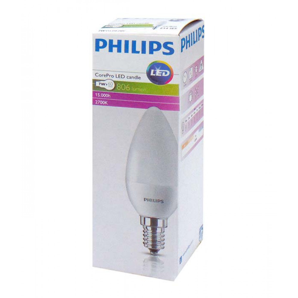 LED Λάμπα Κερί E14 7W 806LM Θερμό Λευκό 2700K  Philips