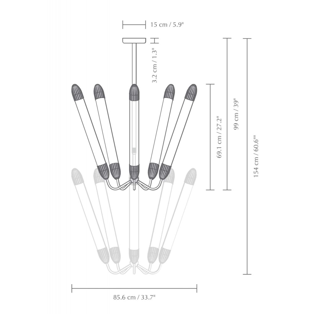 Φωτιστικό Οροφής 5xGU10 Lemon Squeeze Long - Plated brass - by UMAGE