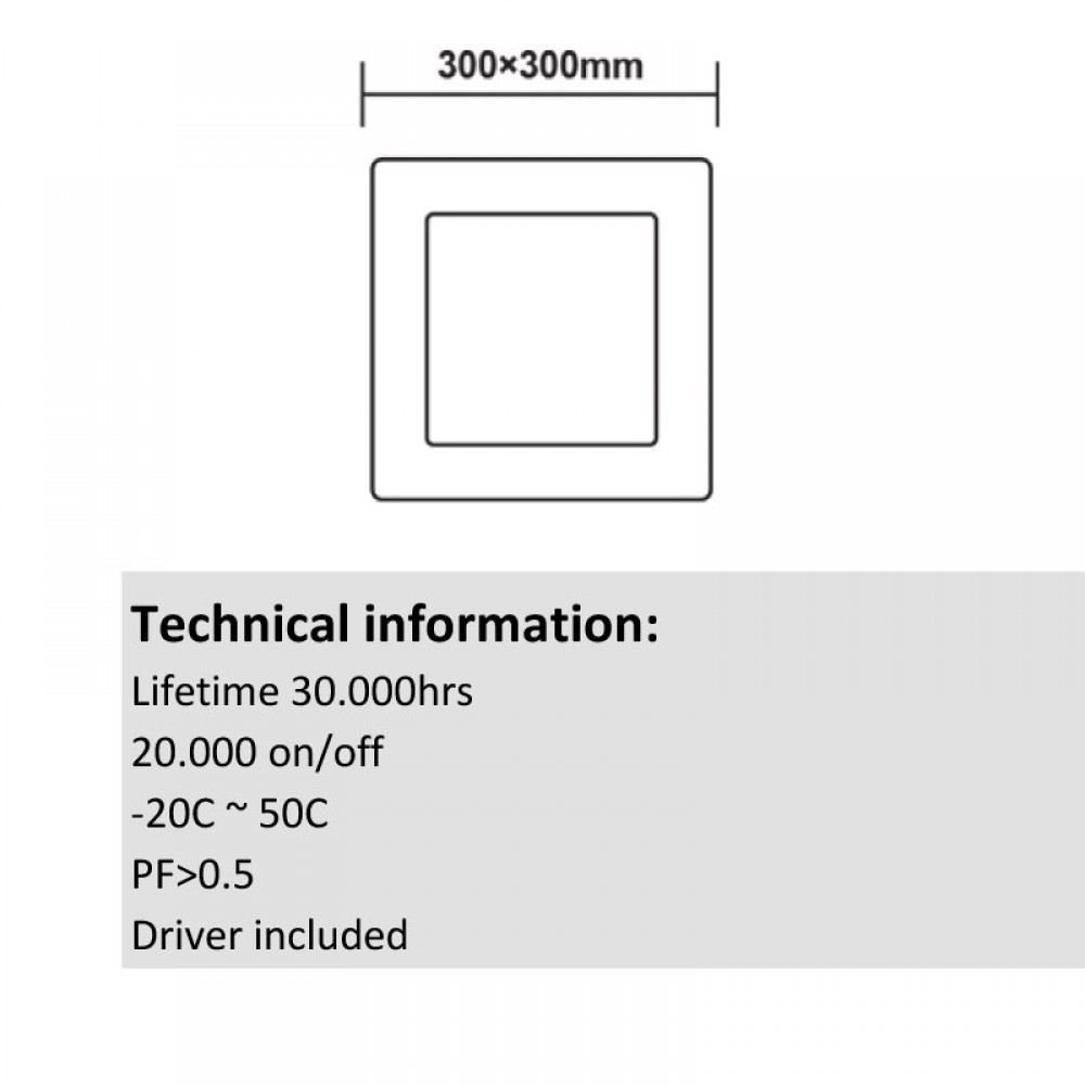 Slim LED Panel Εξωτερικής Τοποθέτησης Τετράγωνο Λευκό SAMSUNG chip - 30x30cm 24W UNIVERSE
