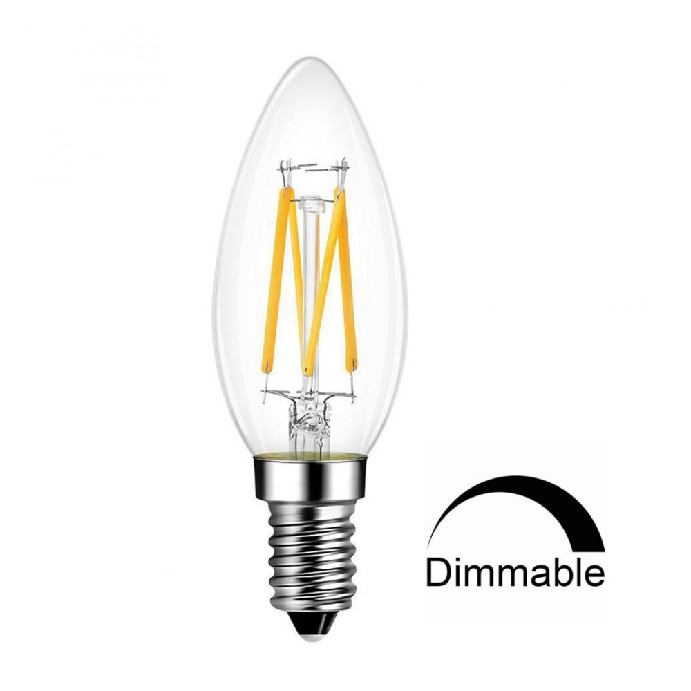 LED Λάμπα Filament Κεράκι 4W Θερμό E14 Διάφανη DIMMABLE Universe