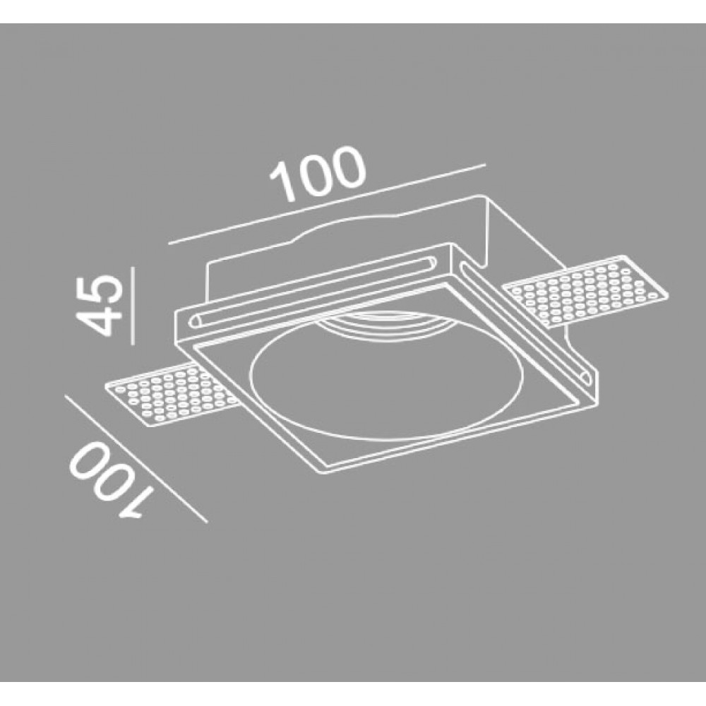 Γύψινο Χωνευτό Σποτ Οροφής Στρογγυλό 100x100mm 1x GU10 max 50W D664 - UNIVERSE