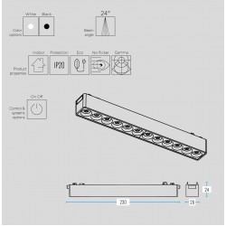 Slim 48V Magnetic Grille Light 24 μοιρών 10W Ra90 για ΡΑΓΑ SLIM ΜΑΥΡΟ - UNIVERSE