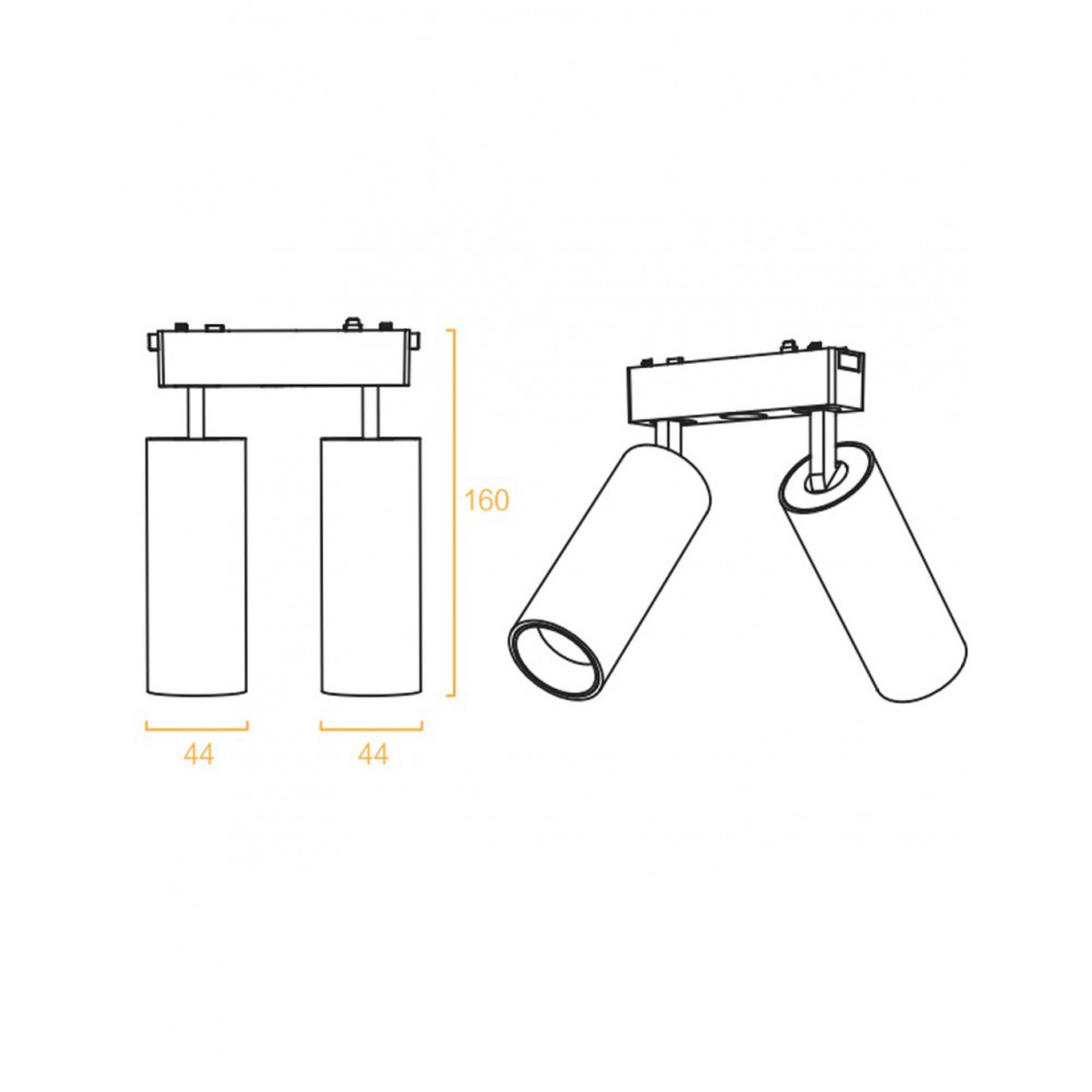 Slim 48V Magnetic Double Track Spot Light 2x9W Ra90 για ΡΑΓΑ SLIM ΛΕΥΚΟ - UNIVERSE