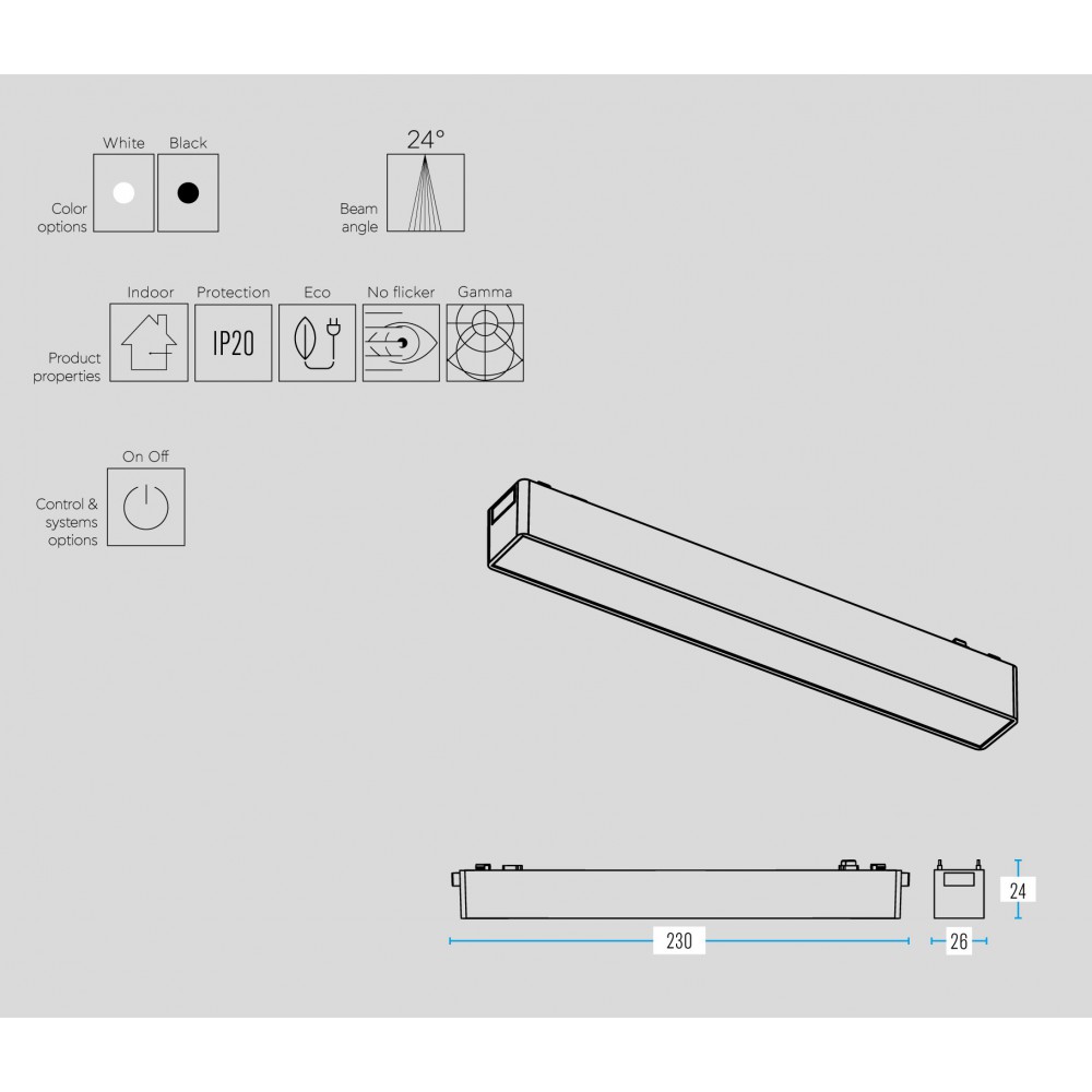 Slim 48V Magnetic Flood Light 24 μοιρών 10W Ra90 για ΡΑΓΑ SLIM ΜΑΥΡΟ - UNIVERSE