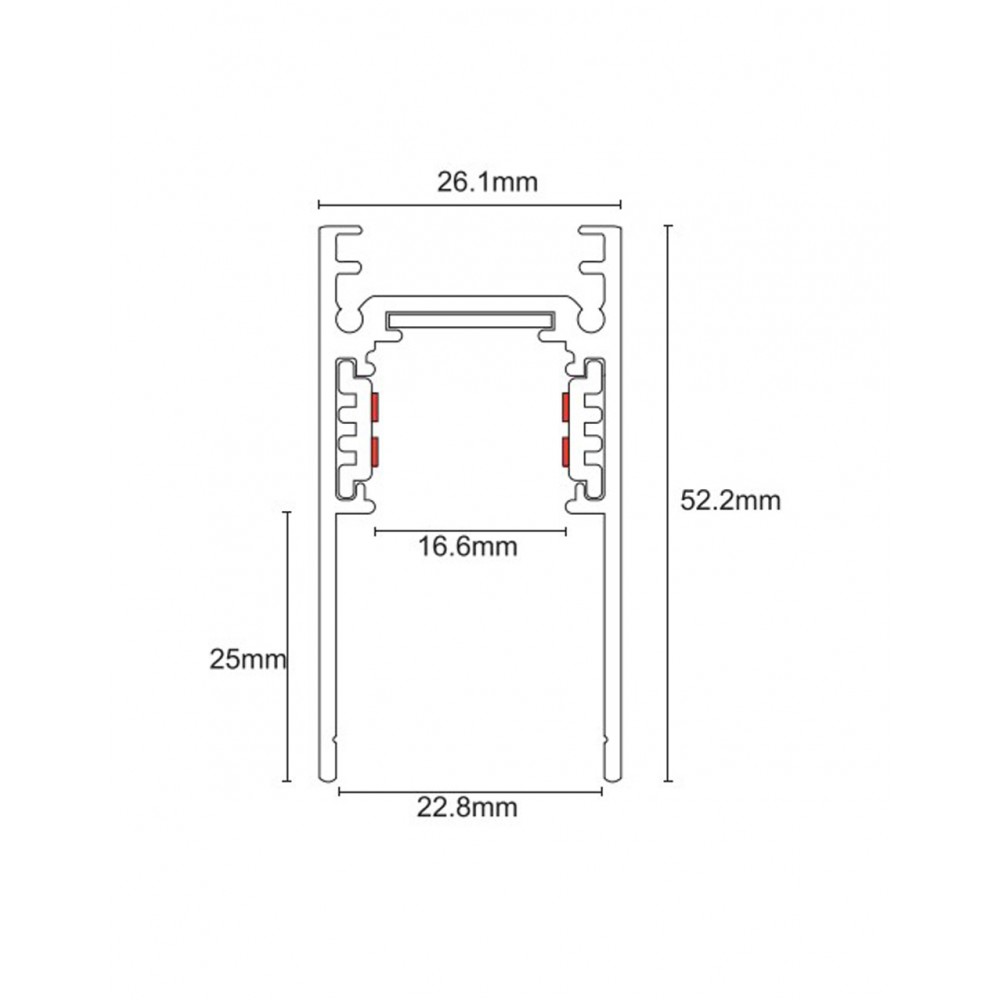 ΜΑΓΝΗΤΙΚΗ ΡΑΓΑ Standard 48v Magnetic Track Surface Mounted 2m Λευκό- UNIVERSE