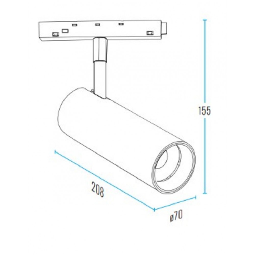 Standard 48V Magnetic Spot Light 30W RA90 Osram Led Για ΜΑΓΝΗΤΙΚΗ ΡΑΓΑ Χωνευτή Standard 48v Μαύρο - UNIVERSE