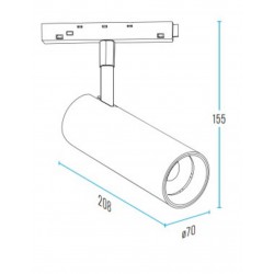 Standard 48V Magnetic Spot Light 30W RA90 Osram Led Για ΜΑΓΝΗΤΙΚΗ ΡΑΓΑ Χωνευτή Standard 48v Μαύρο - UNIVERSE