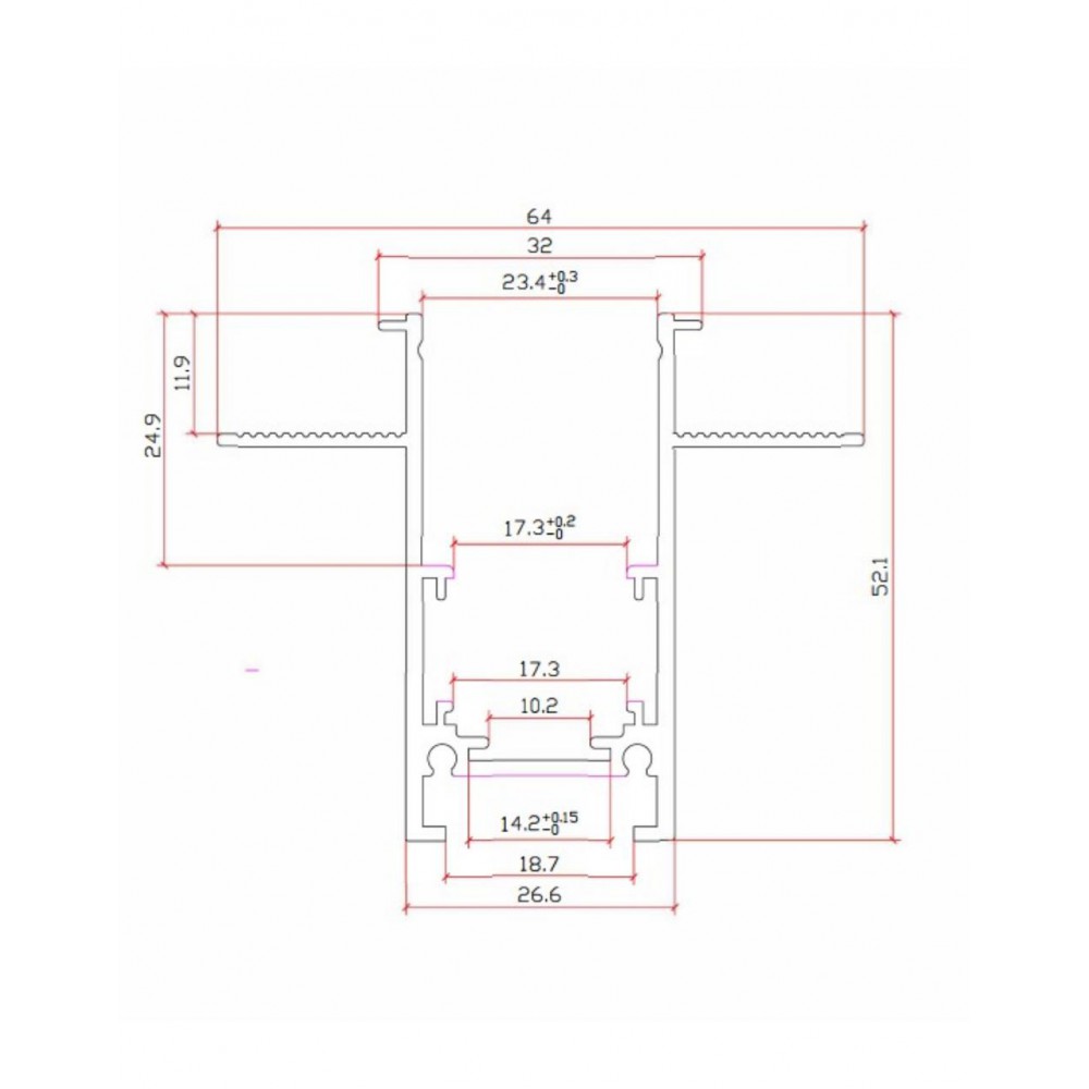 ΜΑΓΝΗΤΙΚΗ ΡΑΓΑ Χωνευτή Standard 48v Magnetic Track Recessed Track 2m Μαύρο- UNIVERSE