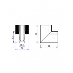 Vertical 90° Joint Recessed Για ΜΑΓΝΗΤΙΚΗ ΡΑΓΑ Χωνευτή Standard 48v Μαύρο - UNIVERSE