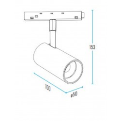 Standard 48V Magnetic Spot Light 10W RA90 Osram Led Για ΜΑΓΝΗΤΙΚΗ ΡΑΓΑ Χωνευτή Standard 48v Μαύρο - UNIVERSE