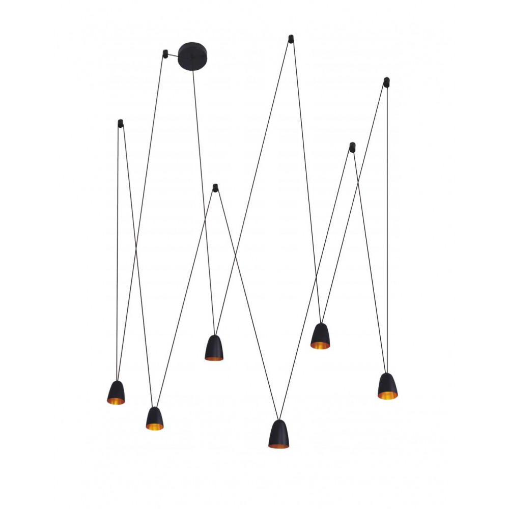 LED Κρεμαστό Φωτιστικό Πολύφωτο Σε Μαύρο-Χρυσό Χρώμα 6x7W  - ZAMBELIS LIGHTS