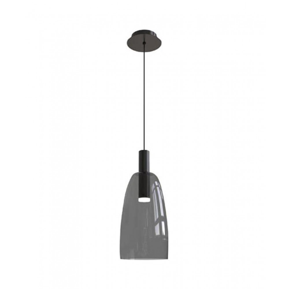 LED Κρεμαστό Φωτιστικό Μαύρο Με Φιμέ Γυαλί 5W - Zambelis Lights