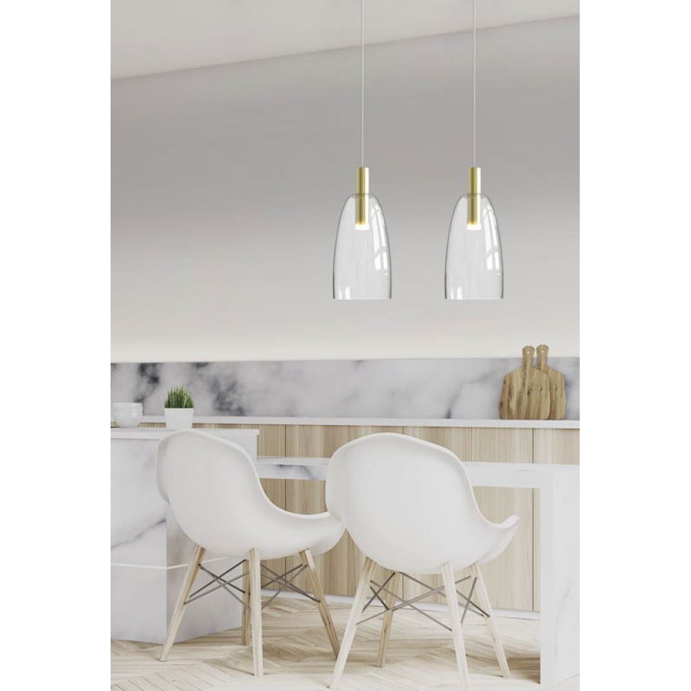 LED Κρεμαστό Φωτιστικό Χρυσό Με Διάφανο Γυαλί 5W - Zambelis Lights
