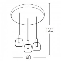LED Κρεμαστό Φωτιστικό Τρίφωτο Μαύρο Με Φιμέ Γυαλί 3x5W Φ38cm - Zambelis Lights