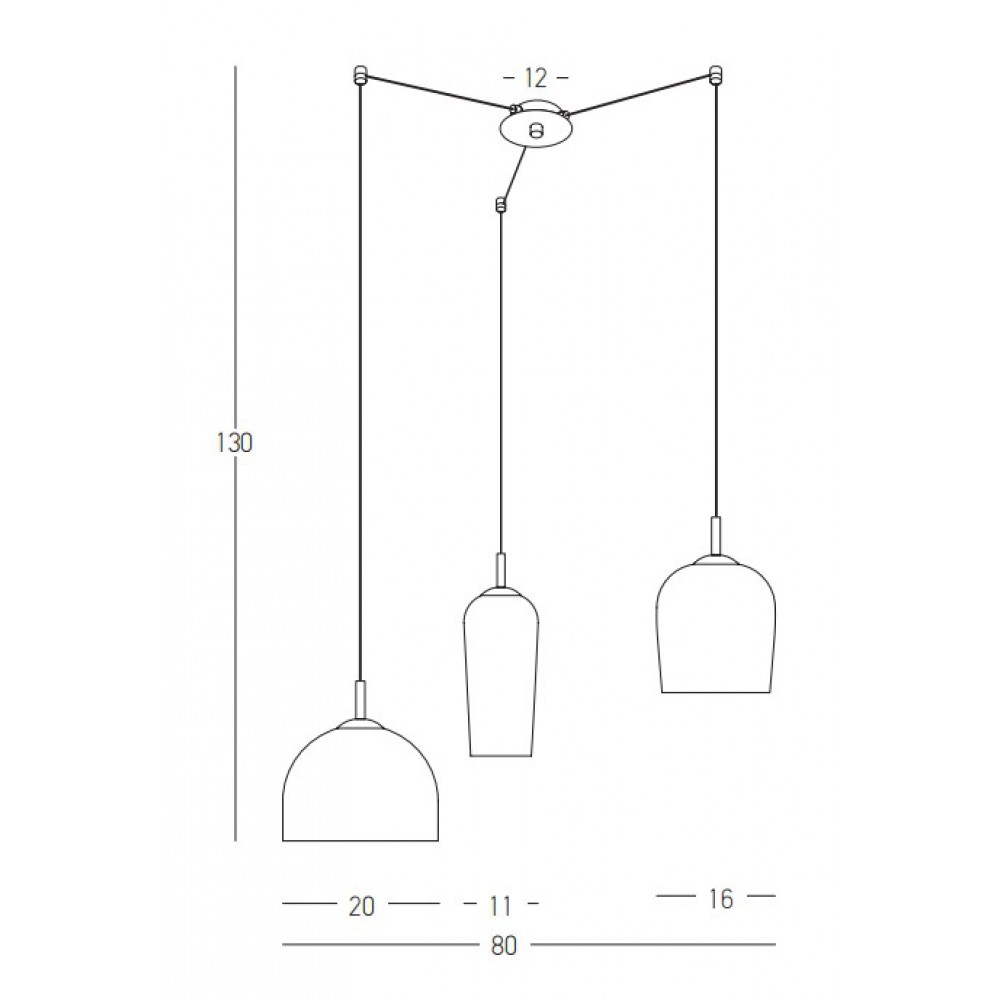 Κρεμαστό Τρίφωτο Φωτιστικό Με Σαμπανιζέ Γυαλιά 3x E14 - Zambelis Lights