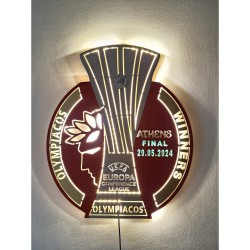 LED Φωτιστικό τοίχου Conference League Winners - Χειροποίητο Φωτιστικό Από Ξύλο 50x60cm