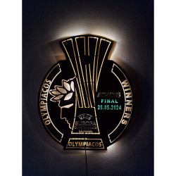 LED Φωτιστικό τοίχου Conference League Winners - Χειροποίητο Φωτιστικό Από Ξύλο 50x60cm