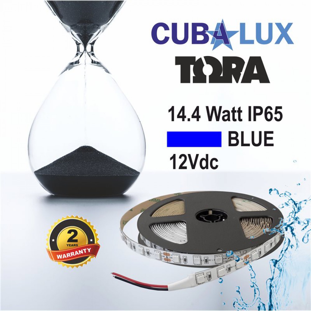 Ταινία Led Αυτοκόλλητη 14.4W 12V IP65 TΩRA COLORS 5 μέτρα ΜΠΛΕ CUBALUX