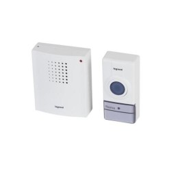 Kit κουδουνιού Essential λευκό περιλαμβάνει ένα κουδούνι & ένα στεγανό μπουτόν κουδουνιού, εμβέλεια 50m & 32 μελωδίες - legrand