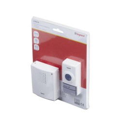 Kit κουδουνιού Essential λευκό περιλαμβάνει ένα κουδούνι & ένα στεγανό μπουτόν κουδουνιού, εμβέλεια 50m & 32 μελωδίες - legrand