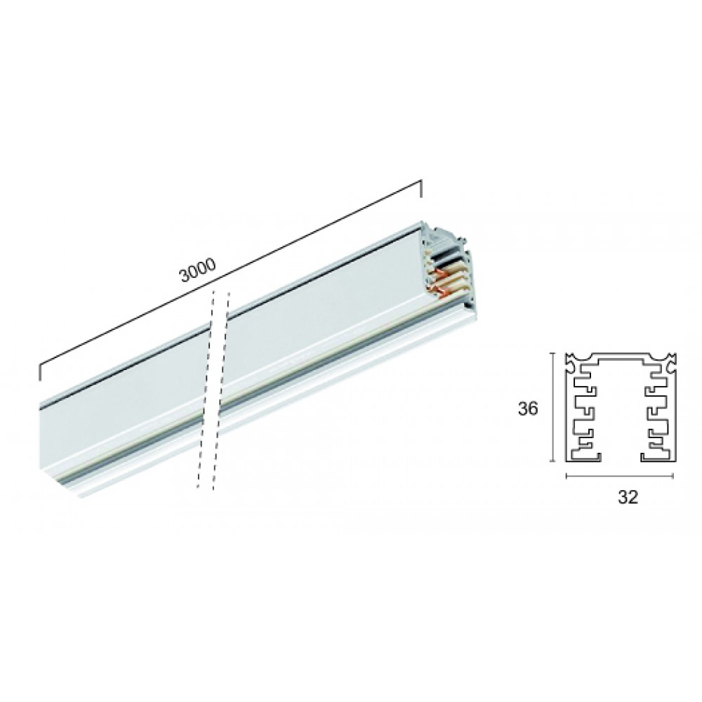 Ράγα Τριφασική Λευκή 3m - Viokef