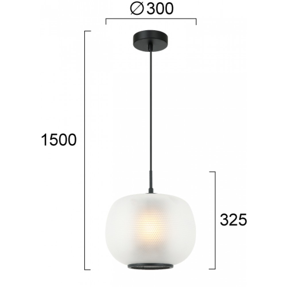 Κρεμαστό Μονόφωτο Φωτιστικό Από Γυαλί 1xE27 h:325 Japan - Viokef