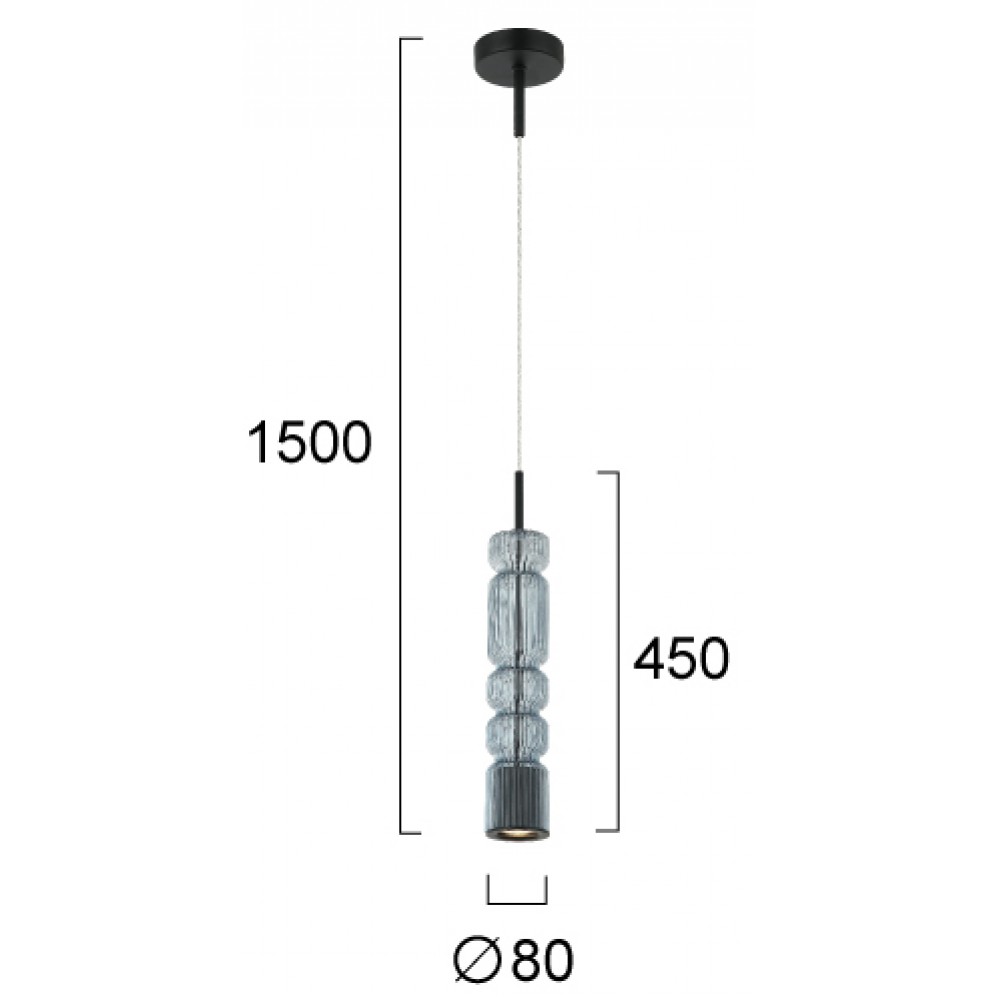 Κρεμαστό Φωτιστικό Μονόφωτο Από Γυαλί Μπλε 1xE27 Nikita - Viokef