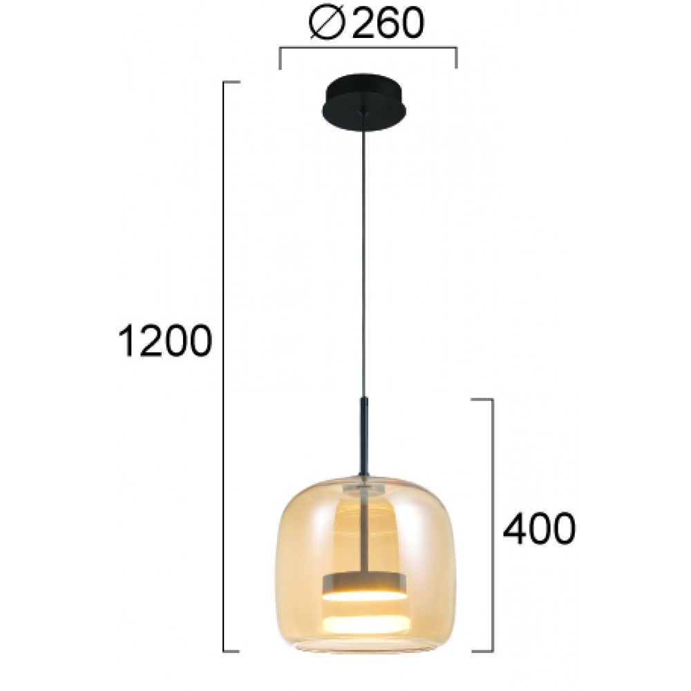LED Κρεμαστό Φωτιστικό Μονόφωτο Μελί 12W D:260 Deco - Viokef