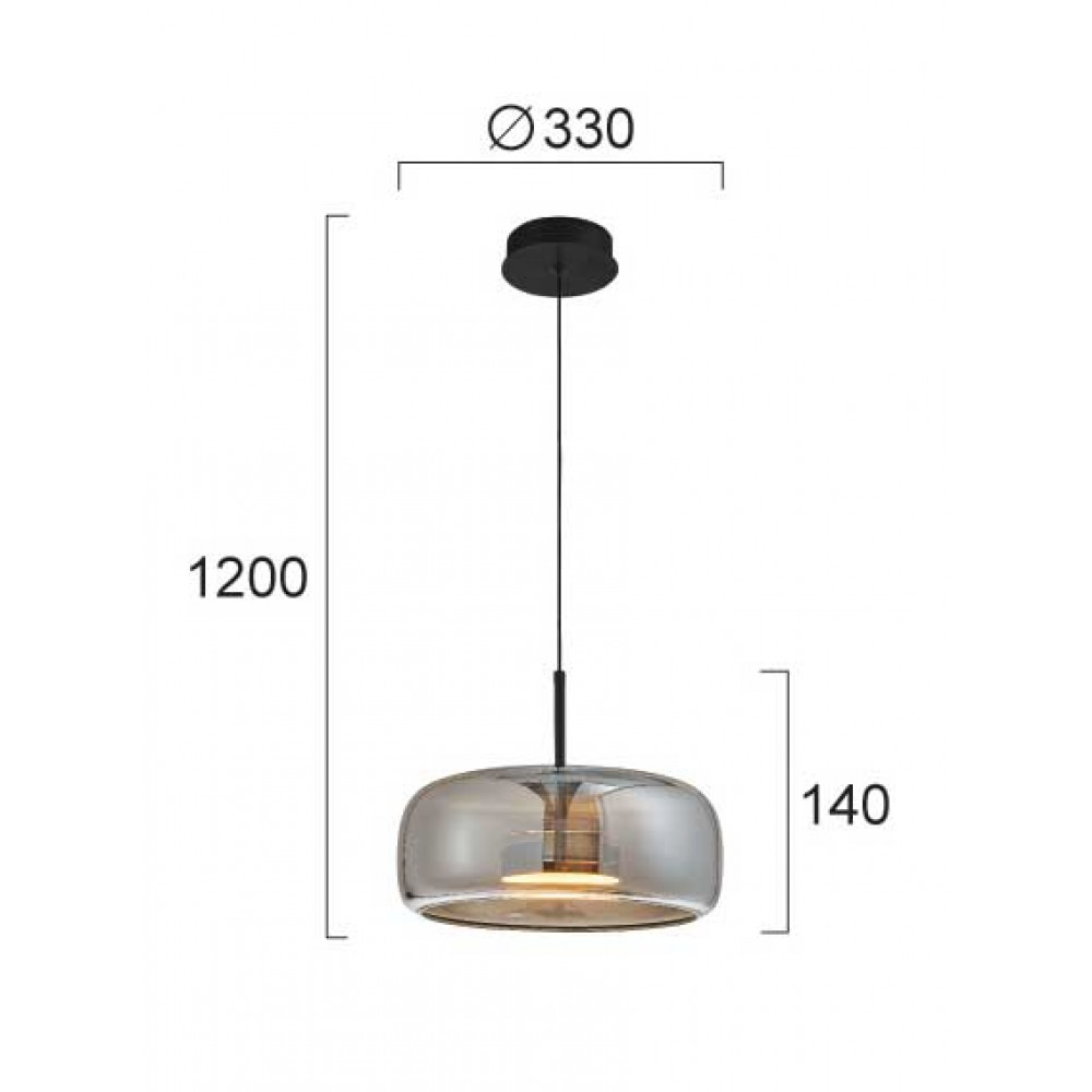 LED Κρεμαστό Φωτιστικό Μονόφωτο Φυμέ 12W D:330 Deco - Viokef