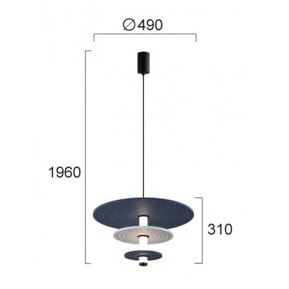 LED Κρεμαστό Φωτιστικό Μονόφωτο h:310 12W Azul - Viokef