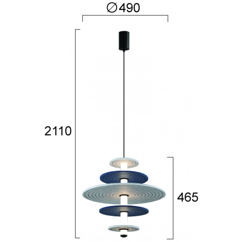 LED Κρεμαστό Φωτιστικό Μονόφωτο h:465 16W Azul - Viokef