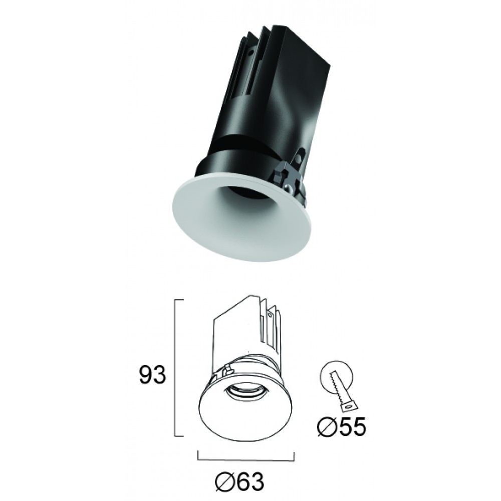 Χωνευτό Σποτ D:63 LED 10W CCT CRI92 IP20 Alvey - Viokef